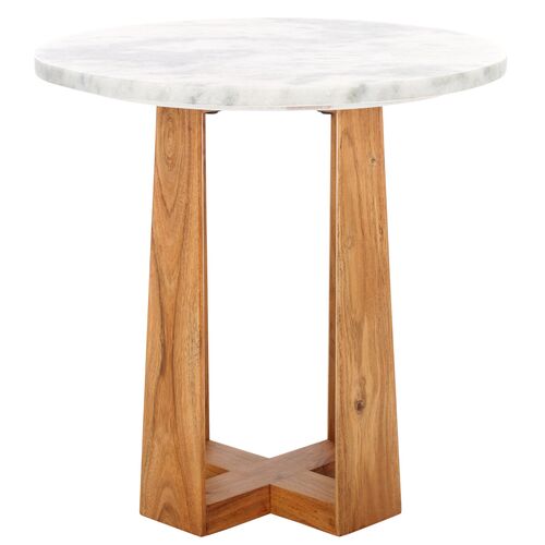Conal Marble Top Accent Table, White/Natural