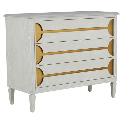 Kaitlin 3-Drawer Chest, Stained Brass/Cerused White~P111111650