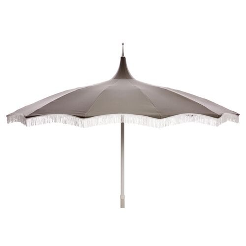 Ari Pagoda Fringe Patio Umbrella, Charcoal/White~P77326402