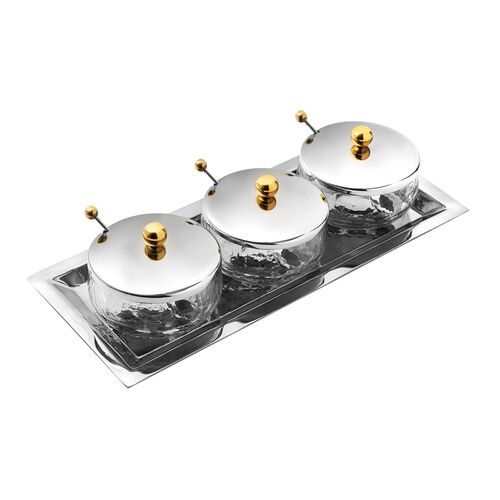 Sphere Stainless & Gold Appetizer Server, Stainless