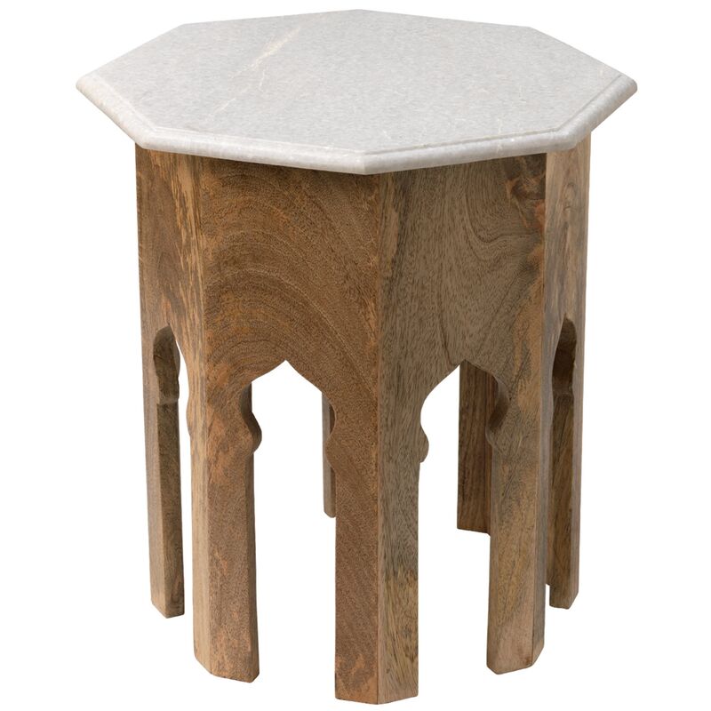 Kayla Marble Small Side Table, Natural/White