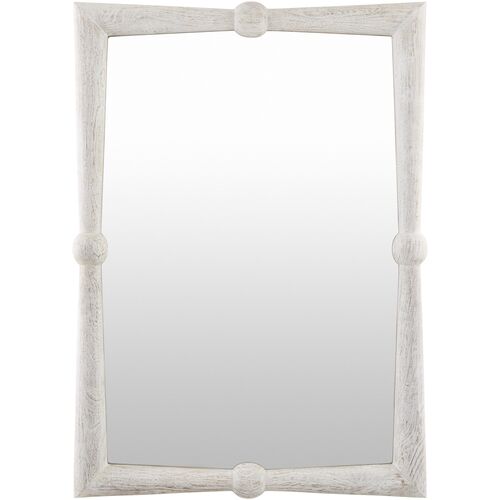Lysha Distressed Wood Wall Mirror, White