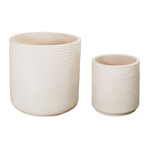 Tranquillo Outdoor Textured Hand Crafted Ceramic Planter Set