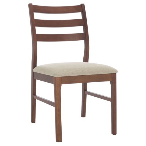 S/2 Valenor Ladder Back Performance Linen Dining Chairs S/2 Valenor Ladder Back Performance Linen Dining Chairs