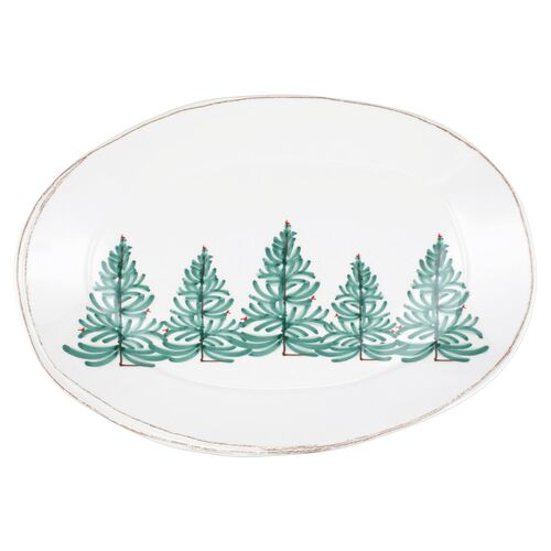 Melamine Lastra Holiday Oval Platter, White~P77631318