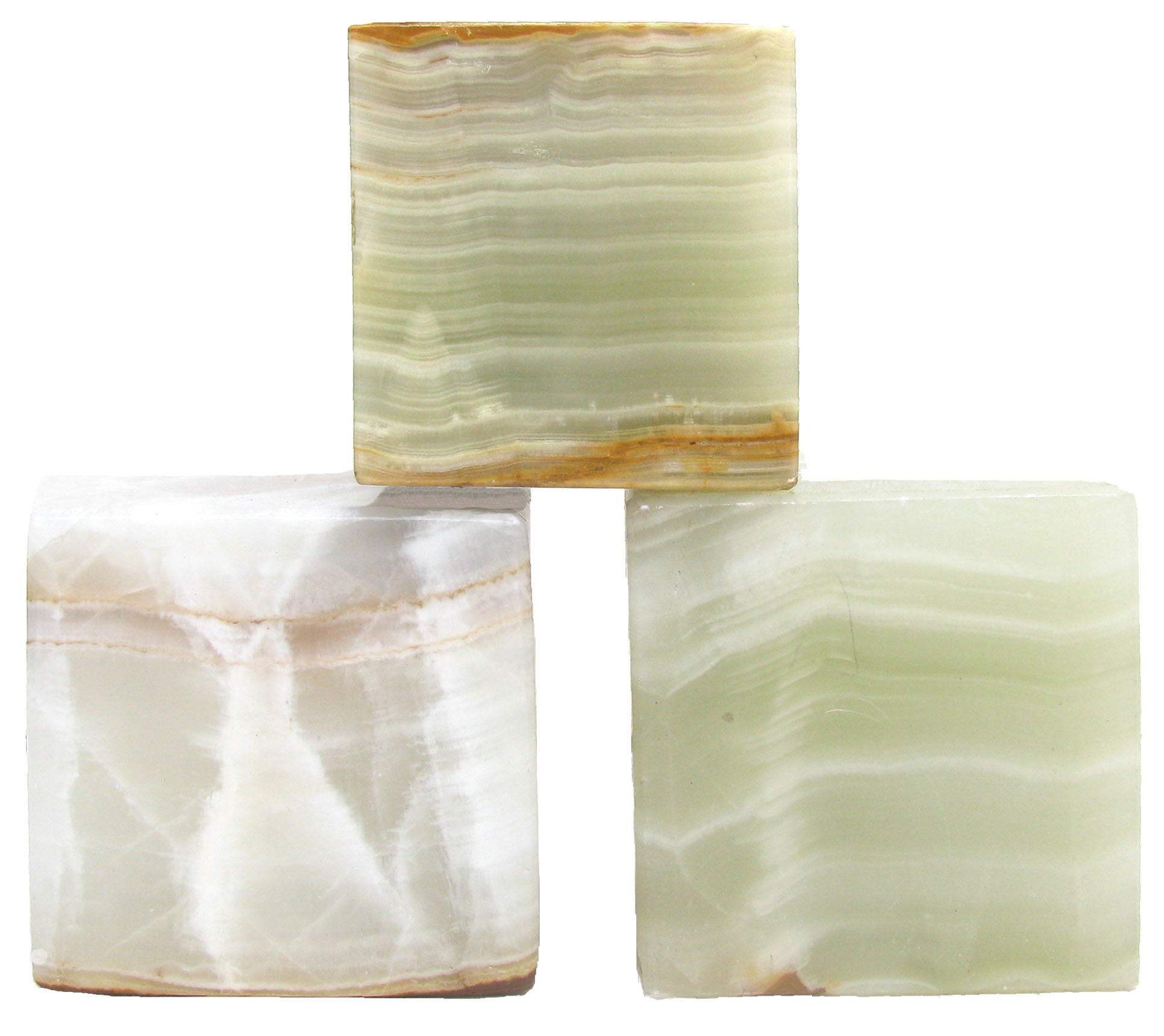 Sage Green & White Onyx Stone Cubes, S/3~P77660365