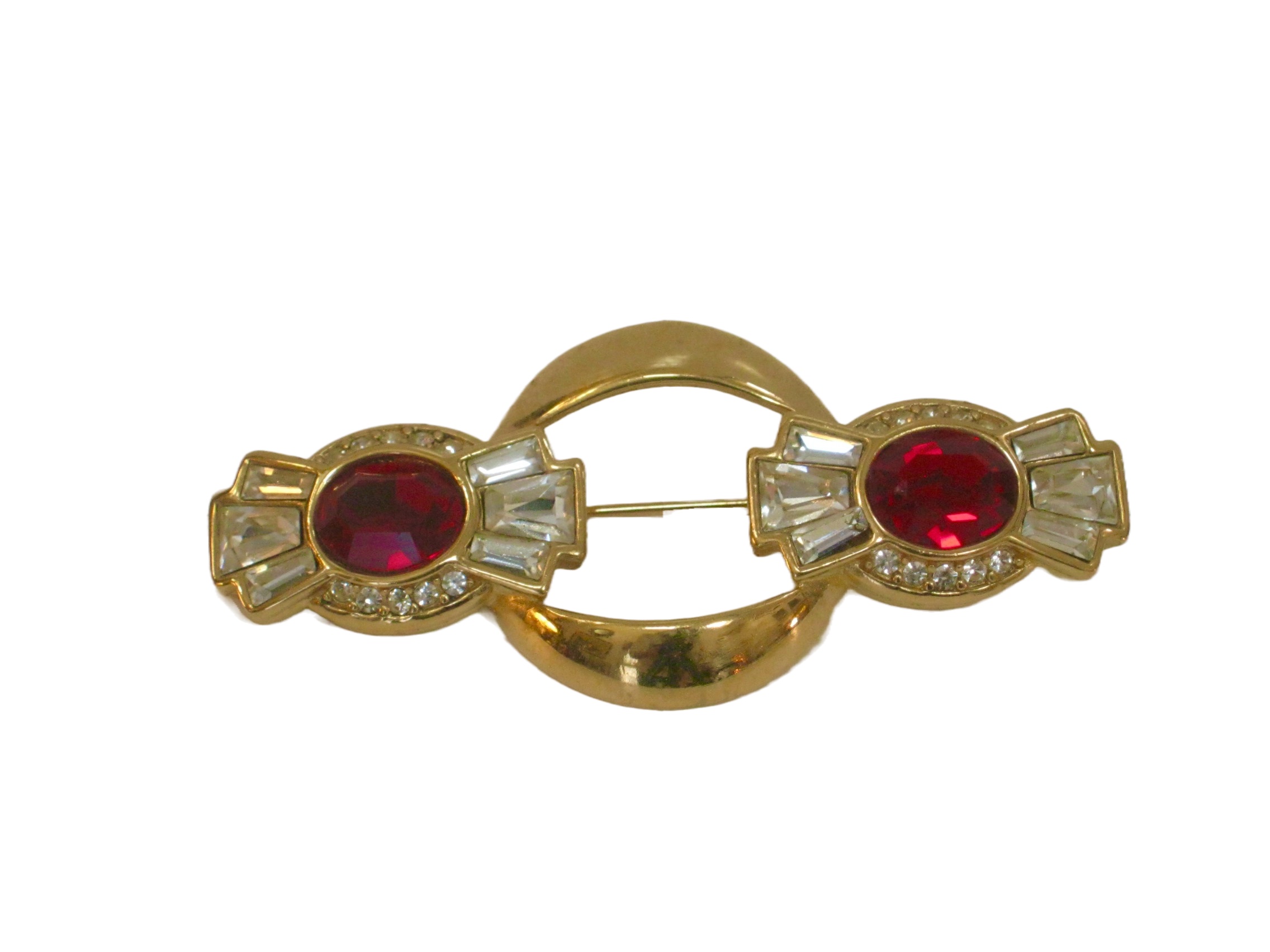 1980s Givenchy Gold  Ruby Brooch~P77667542