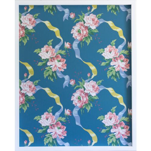 Dawn Wolfe, Pink Rose on Dark Blue Wallpaper Panel~P77571810