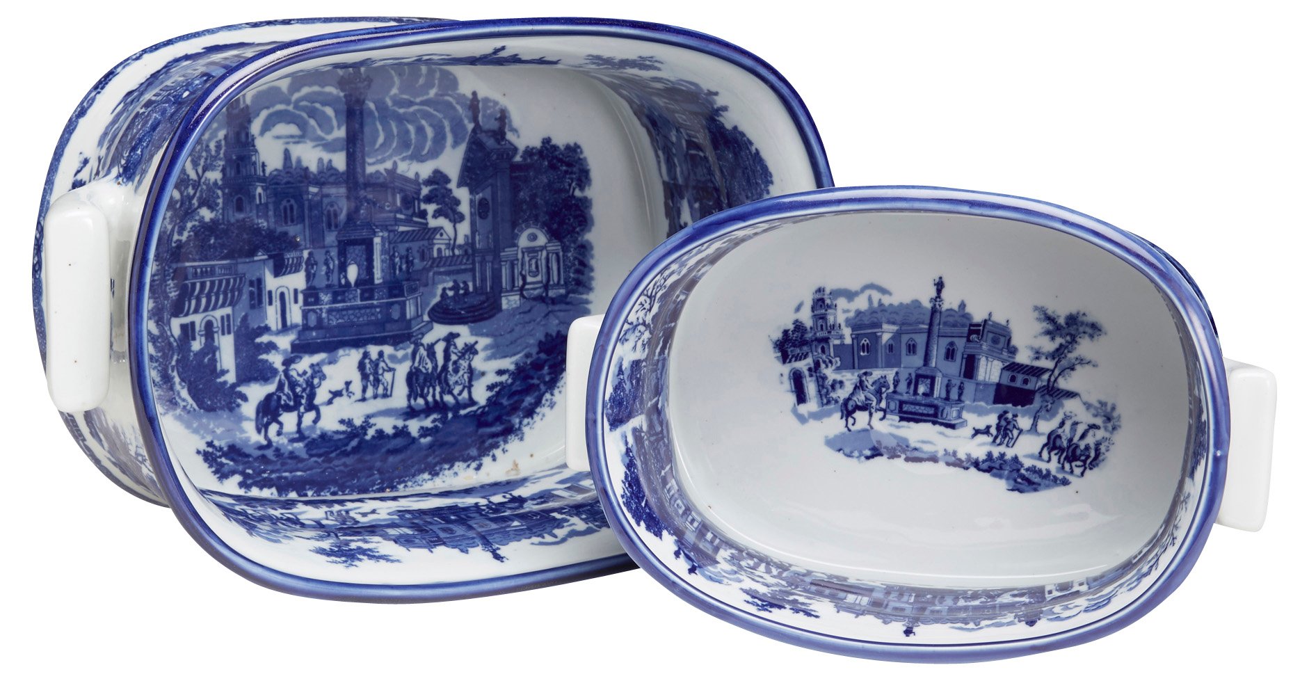 Set of 2 Blue and White Ceramic Patterned Planters