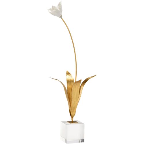 Tulip On Crystal Stand, Gold