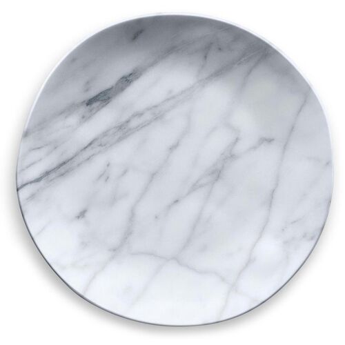 S/6 Marbled Melamine Dinner Plates, White~P77533327