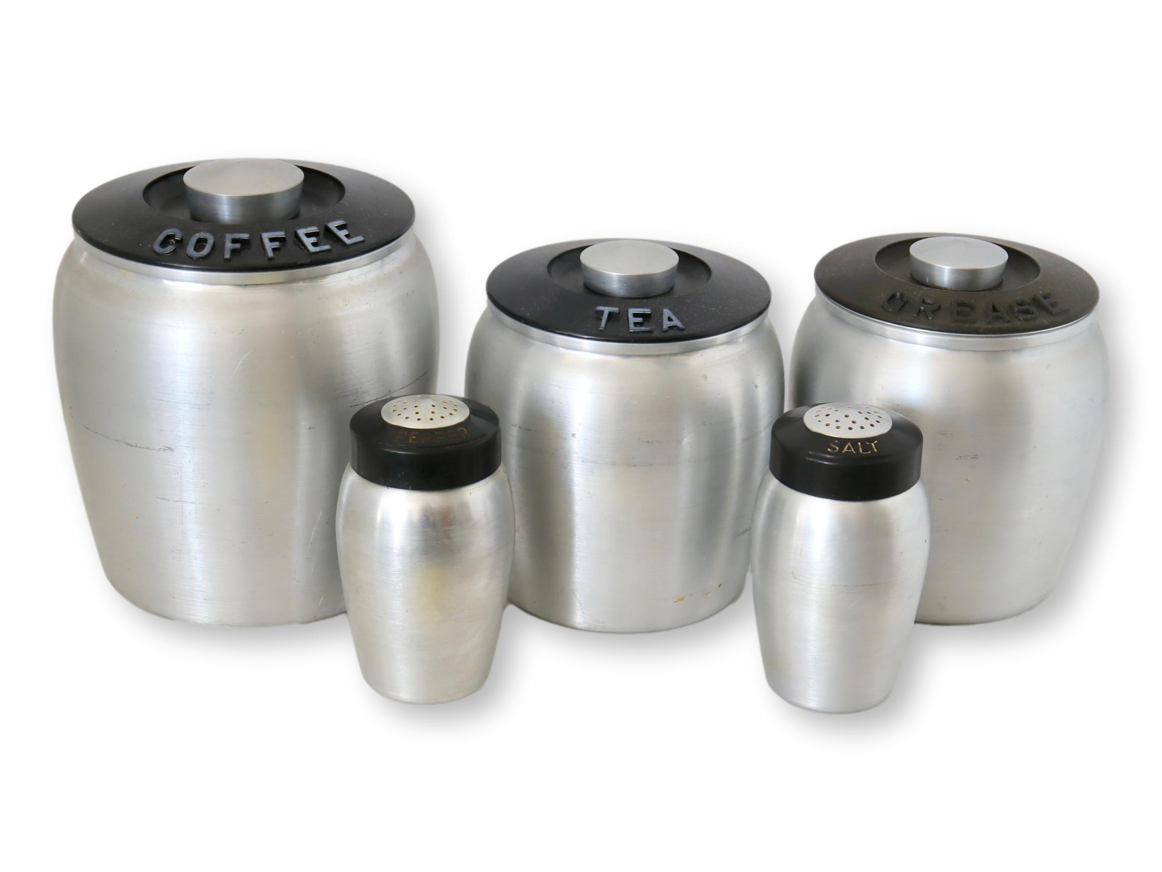 Midcentury Brushed Aluminum Canisters~P77675700
