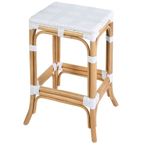 Corinne 24.5" Seat Height Rectangular Rattan Backless Counter Stool Corinne 24.5" Seat Height Rectangular Rattan Backless Counter Stool