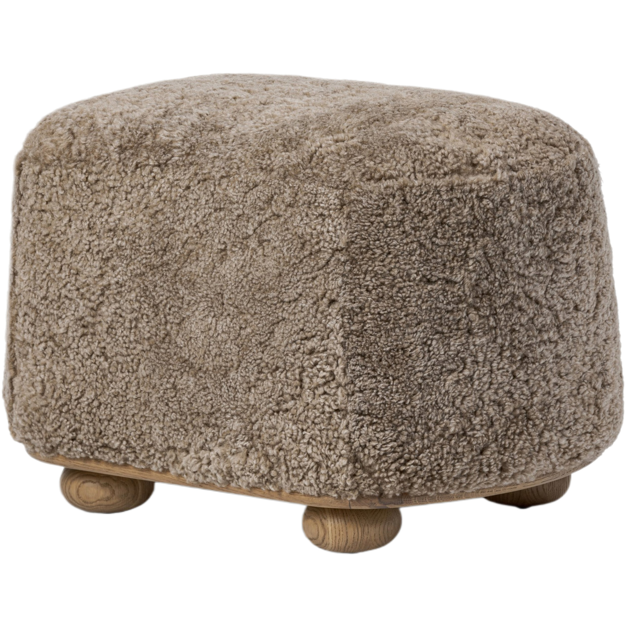 Zevoria Oval Ottoman, Taupe Shearling