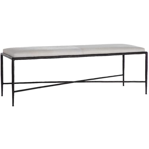 Devoe Leather Bench, Black/Ivory