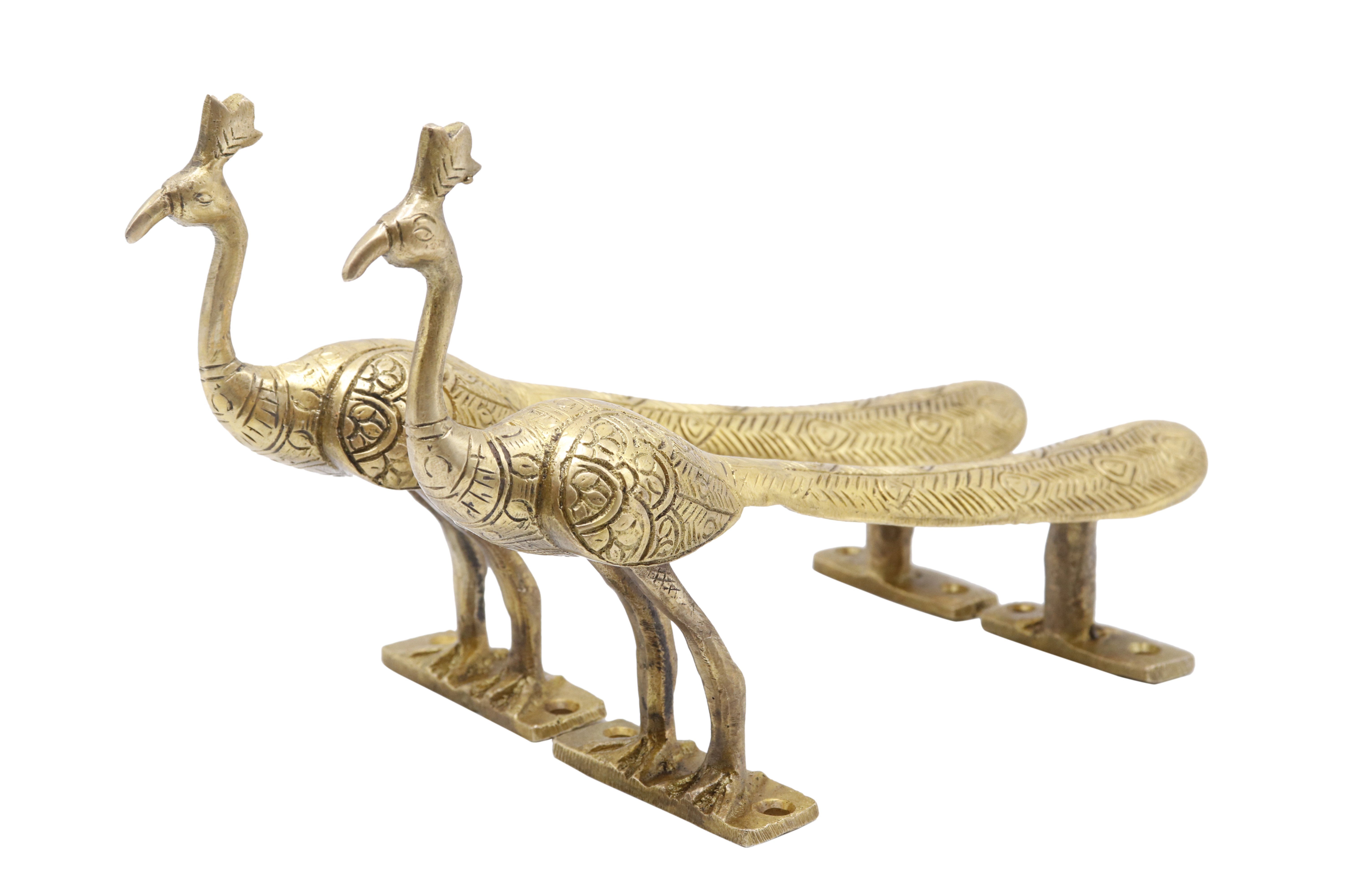 Gold Brass Peacock Door Handles - a Pair~P77611278