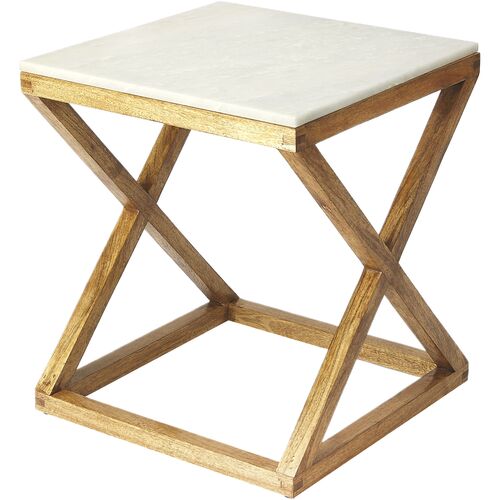 Bennett Square Marble Top X-Base End Table Bennett Square Marble Top X-Base End Table