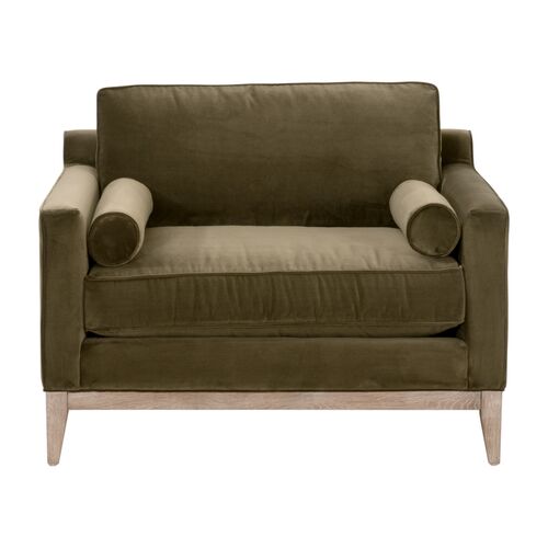 Callie Velvet Club Chair, Olive