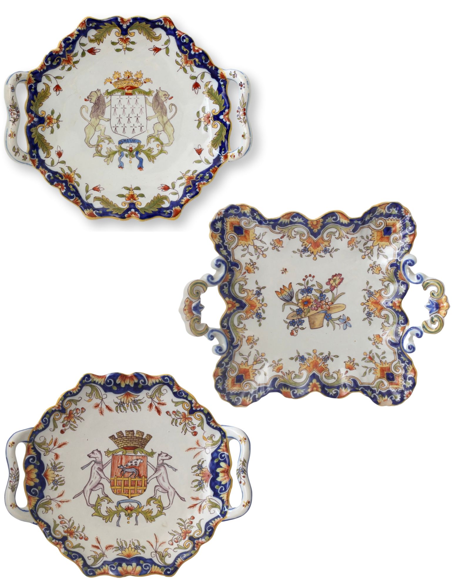 Antique French Faience Platters, s/3~P77718608