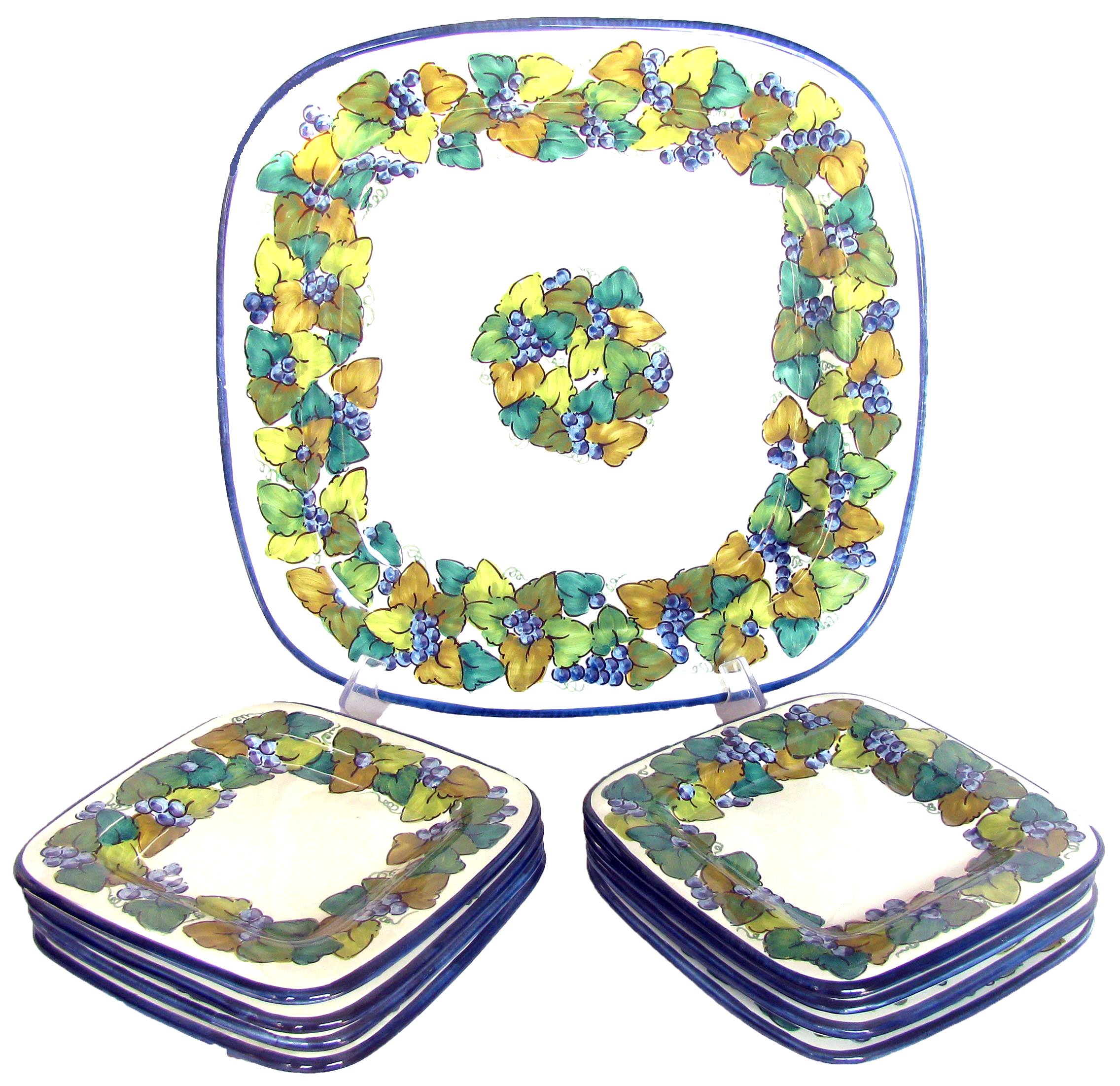 Italian Pottery Platter & 8 Plates, S/9~P77600197
