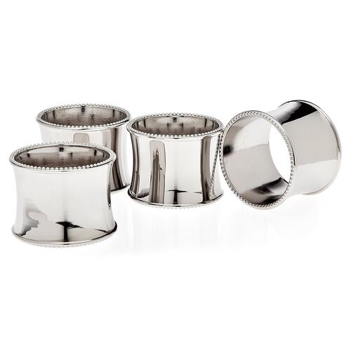 S/4 Silver-Plated Beaded Napkin Rings~P75613421