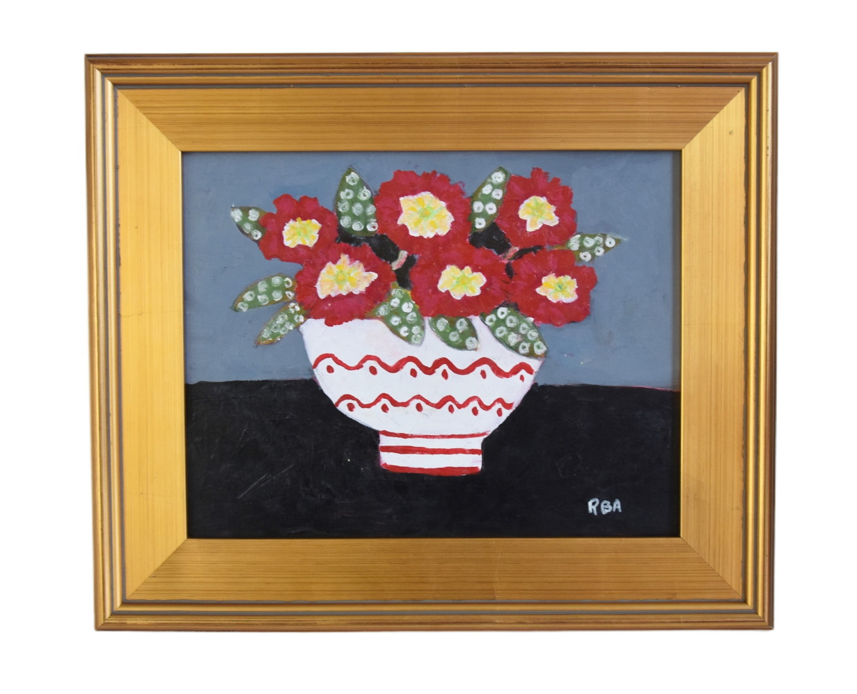 Bouquet Bowl Red Flowers Oil Painting~P77688743