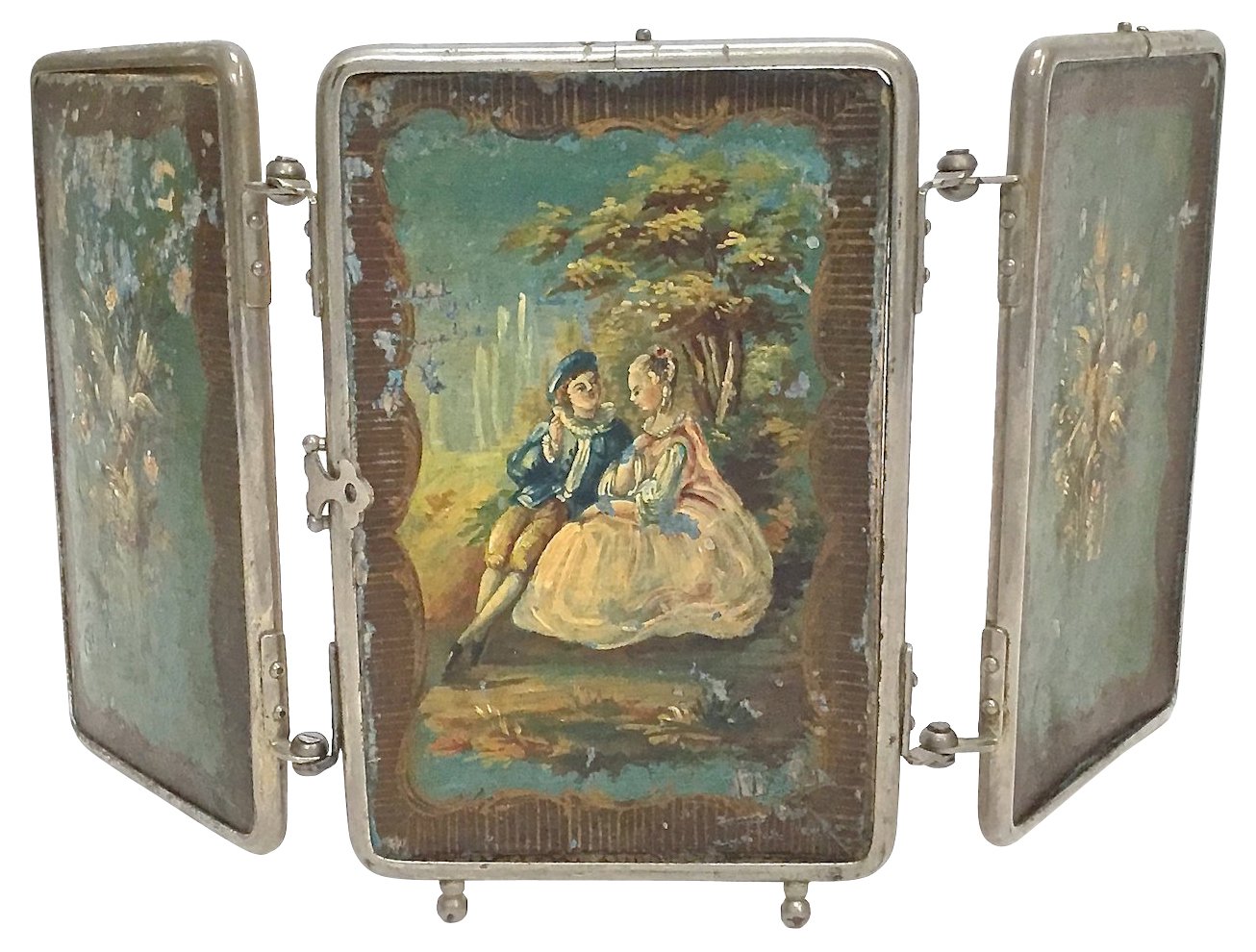 Antique Painted 3-Panel Vanity Mirror~P77272763