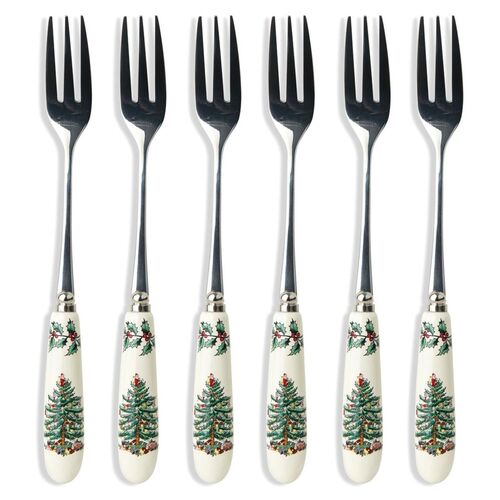 Spode Christmas Tree Pastry Forks, Set of 6~P44756918