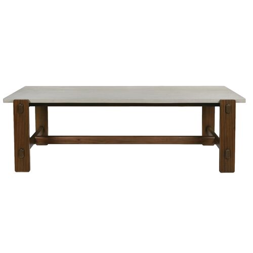 Halston Reeded Rectangle Concrete-Top Mahogany Dining Table Halston Reeded Rectangle Concrete-Top Mahogany Dining Table