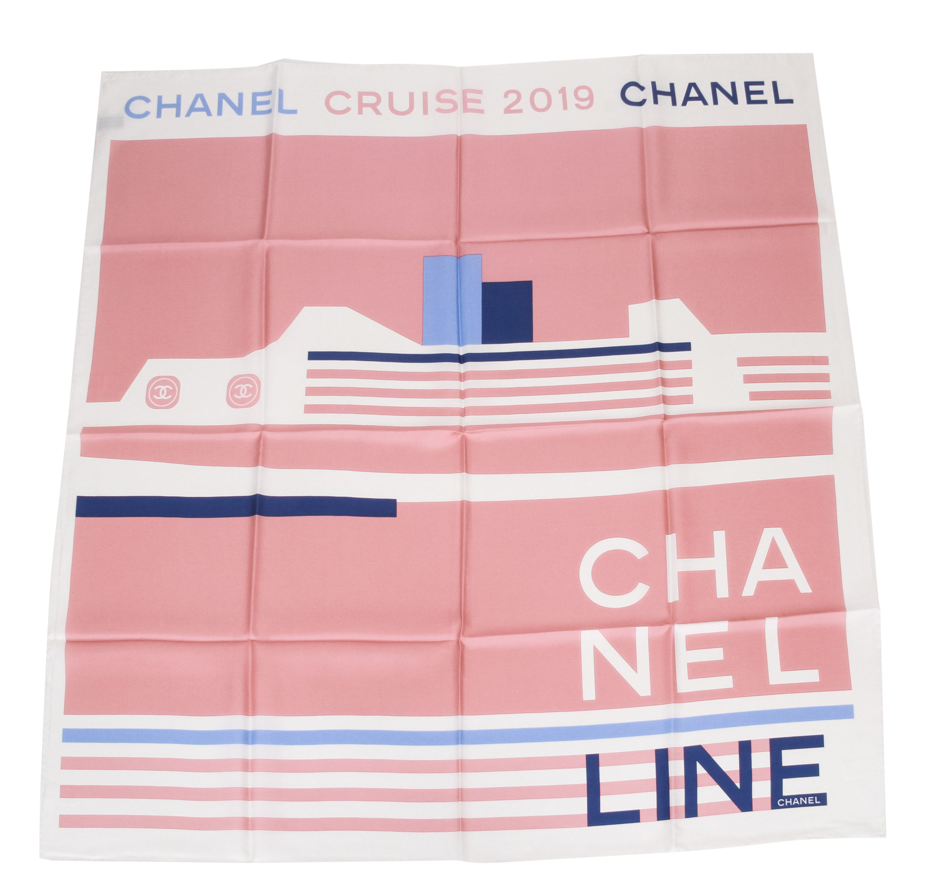 Chanel new wht/celeste/blue/blush scarf~P77633510