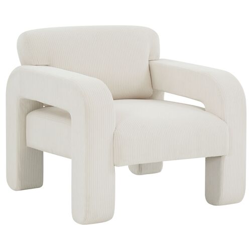 Xena Corduroy Accent Chair, Creme