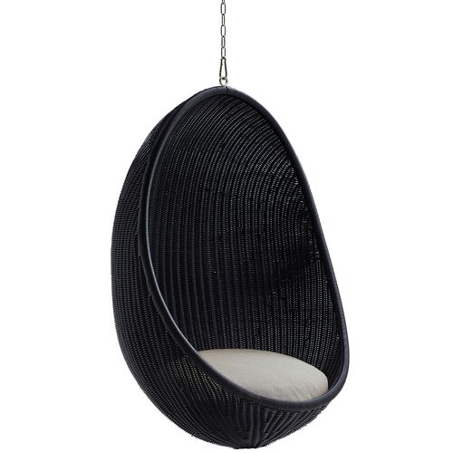 Outdoor Hanging Egg Chair, Black/Seagull Grey
