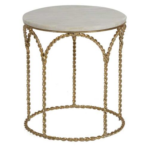 Basel Marble Side Table, Gilded Gold~P111111620