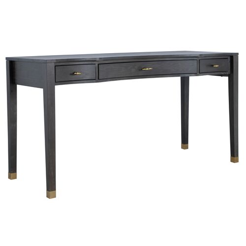 Nathan 3-Drawer Oak Desk, Black