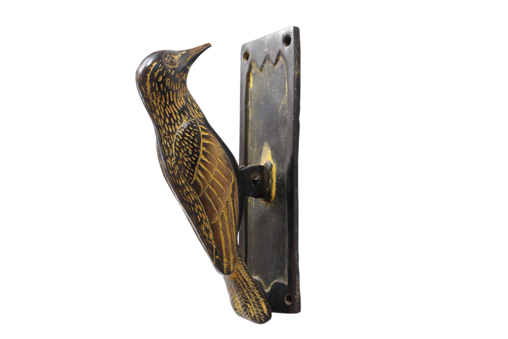 Green Brass Woodpecker Door Knocker~P77657332