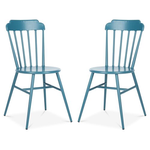 S/2 Broderick Outdoor Side Chairs, Cerulean~P77587982