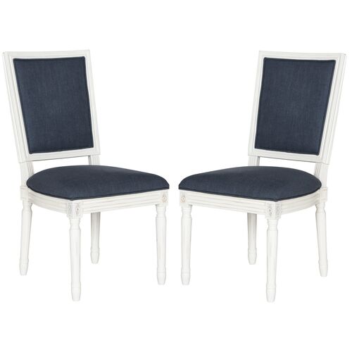S/2 Lucy Side Chairs, Navy Linen~P44636487