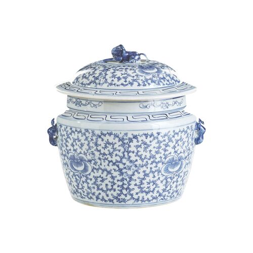 9" Lidded Rice Jar, Blue/White~P77266928