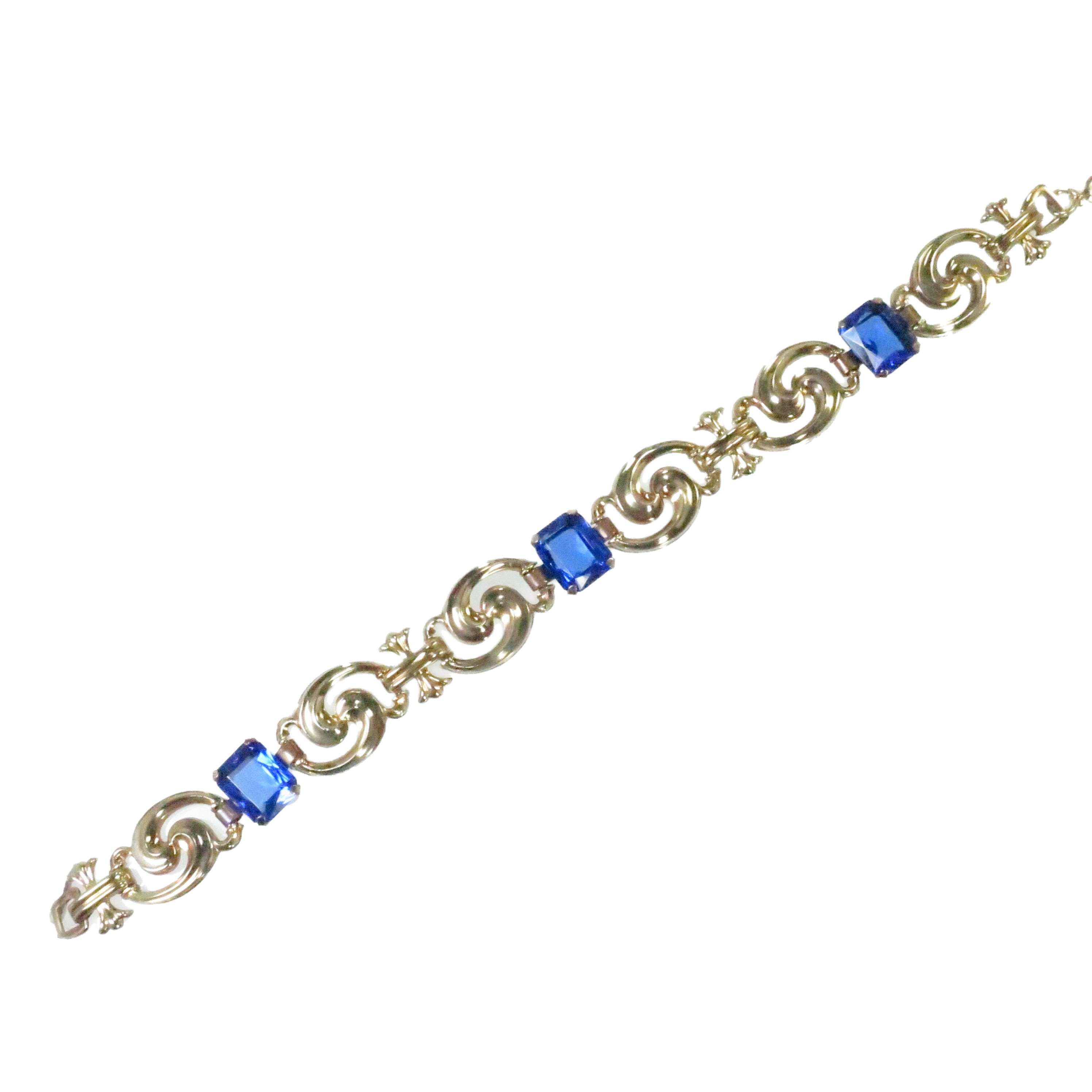 1930s Sapphire Crystal Vermeil Bracelet~P77665576