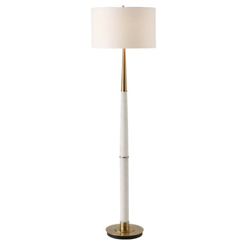 Harriet Marble Floor Lamp, Brass/White