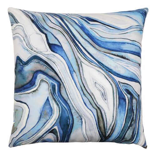 Eva 22x22 Swirl Malachite Pillow, Marine~P111116724