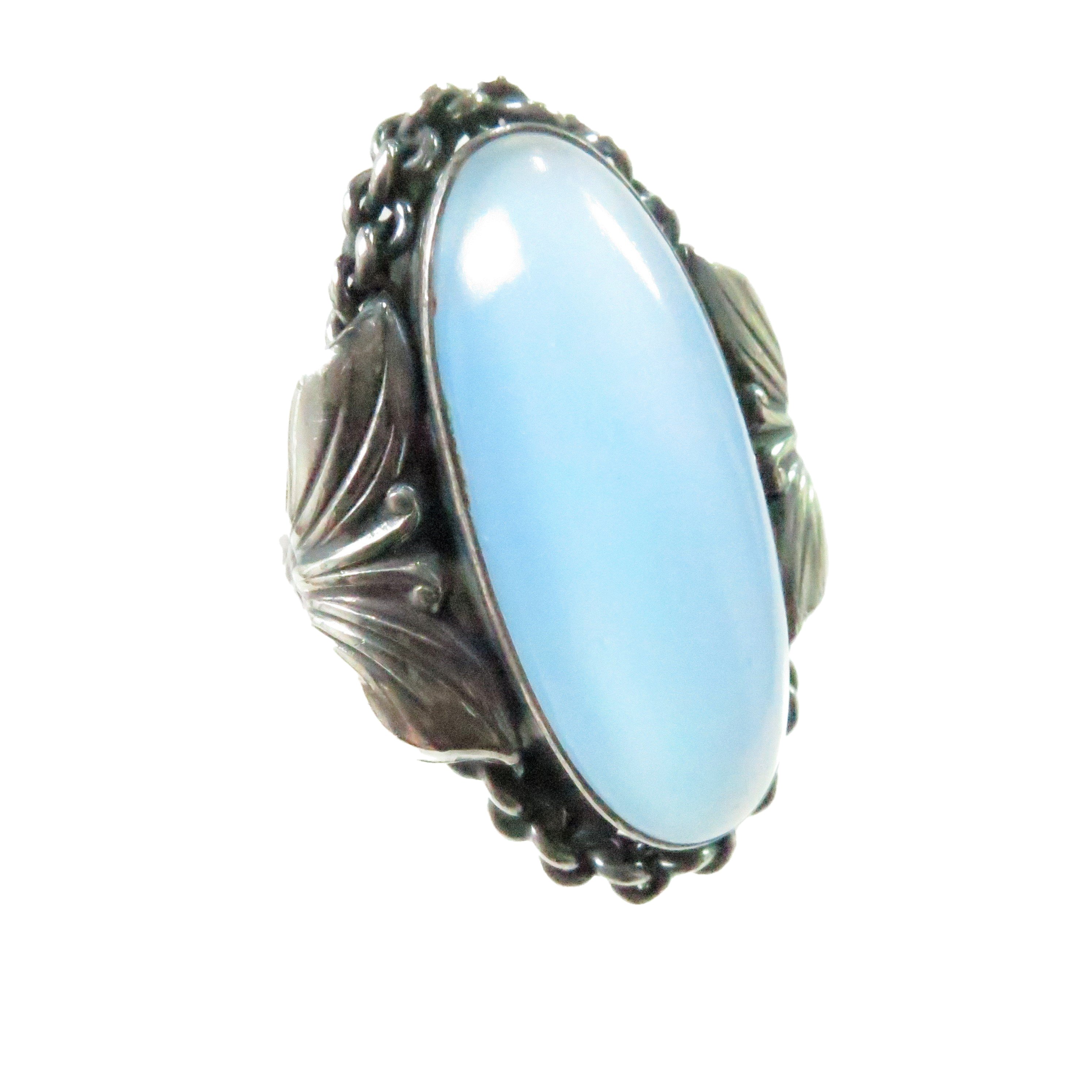 1960s MCM Designer Blue Chalcedony Ring~P77665495