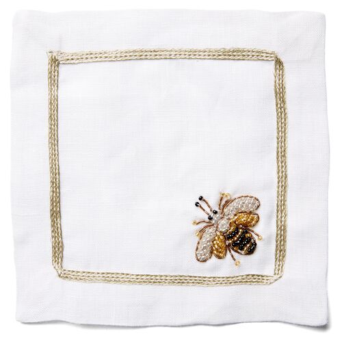 S/4 Beaded Bee Cocktail Napkins~P77252021