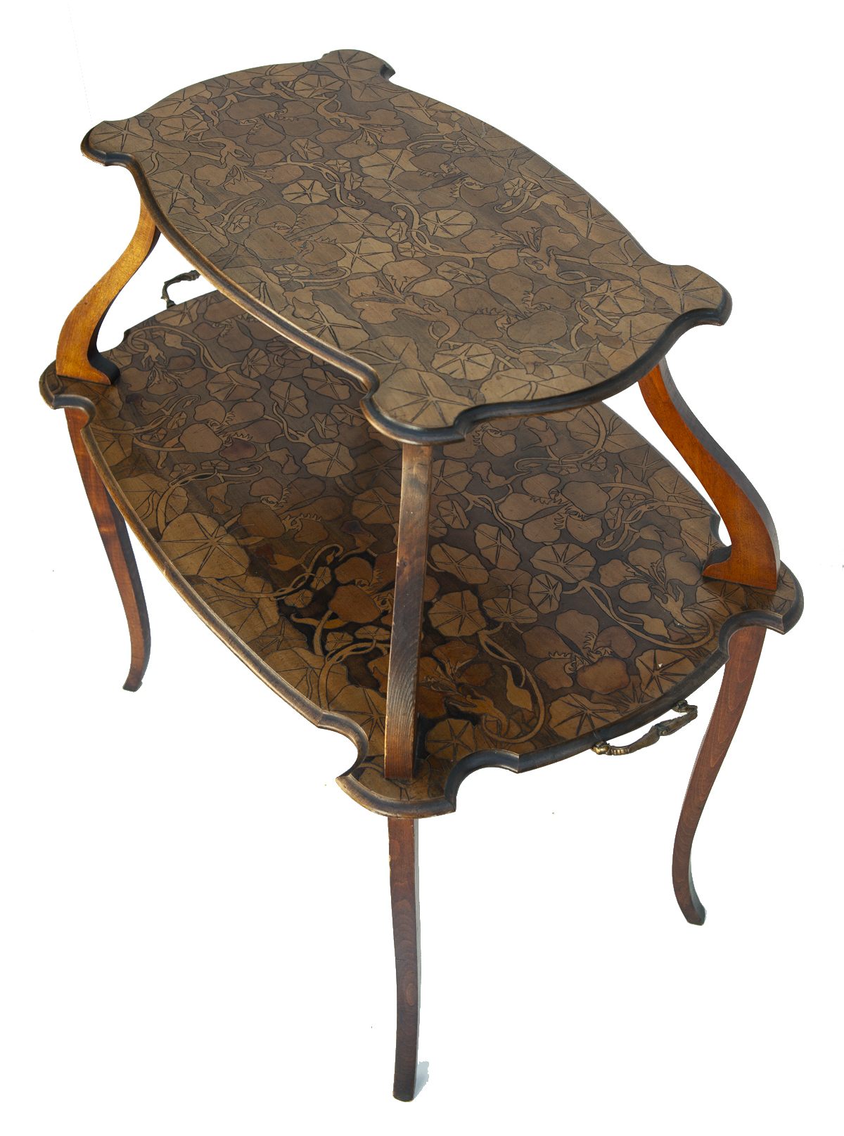 Art Nouveau Engraved Wood Tray Table~P77729757