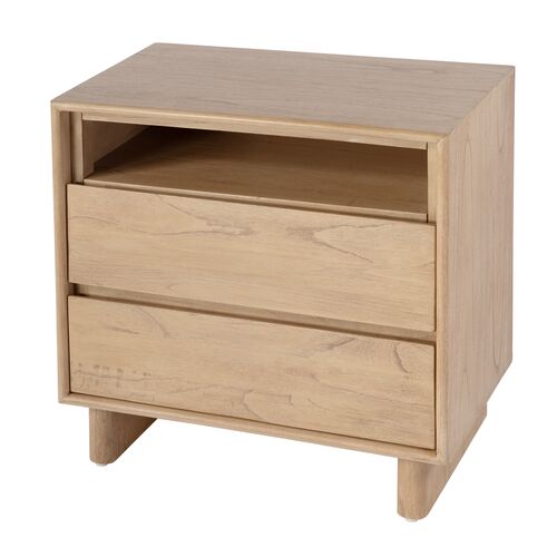 Jade Wood Panel 2-Drawer Nightstand