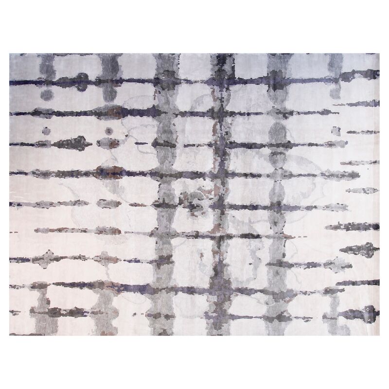 F.J. Kashanian - 9'x12' Ocean Hand-Knotted Rug, White/Gray | One Kings Lane