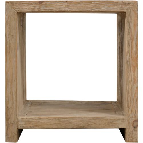 Aurenne Waterfall Side Table with Shelf, Weathered Natural Aurenne Waterfall Side Table with Shelf, Weathered Natural