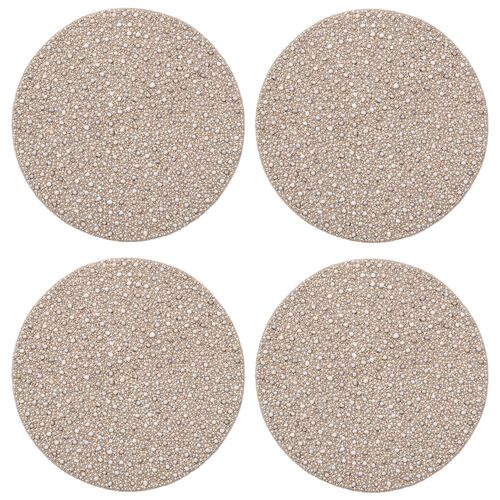 S/4 Zen Cotton/Glass Placemats, Gray/Taupe