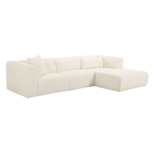 Phoenix Fluffy Oversized Cream Corduroy Modular Sectional