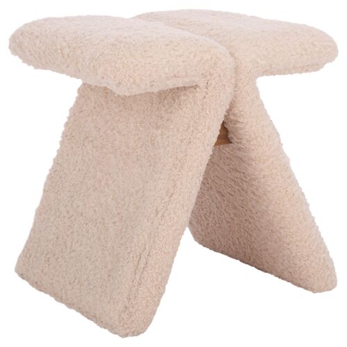 Theryn Performance Boucle Ottoman, Ivory Theryn Performance Boucle Ottoman, Ivory